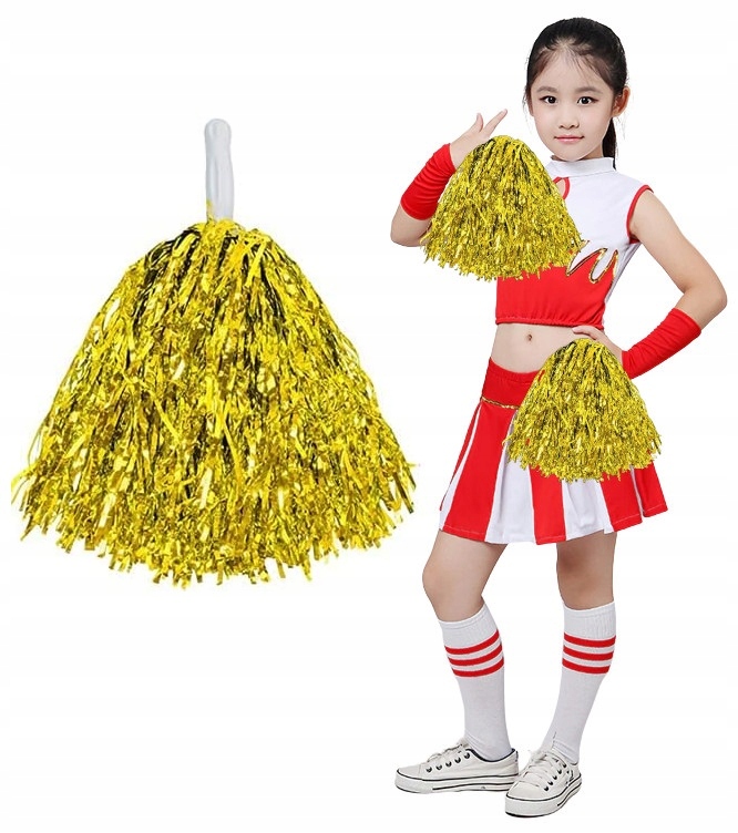 Pompon CZIRLIDERKA pompony CHEERLEADERKI strój ZŁOTY