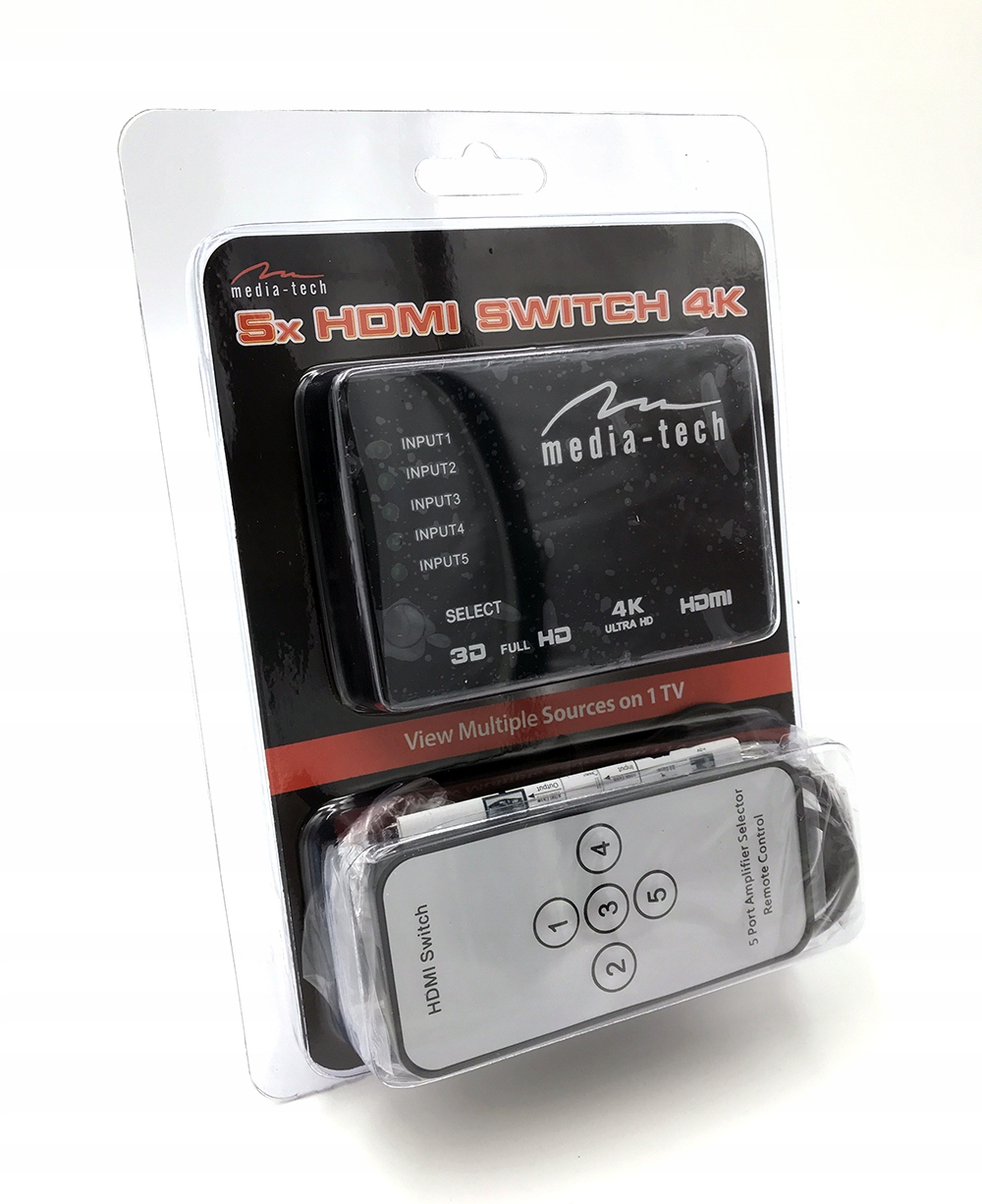 SWITCH 5x HDMI PRZEŁĄCZNIK ROZDZIELACZ ULTRA HD 4K Marka Media-tech