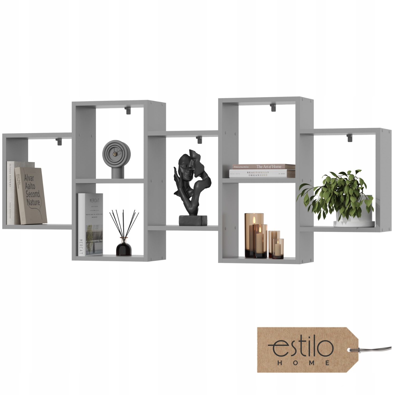 Šedá závěsná polička na zeď do dětského pokoje Kuchyňský obývací pokoj 160 cm