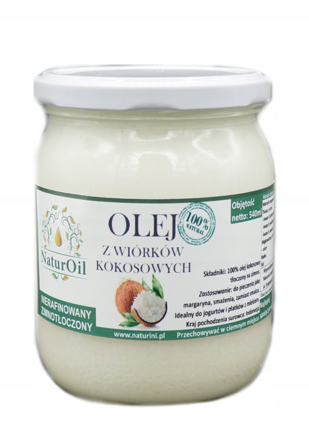 

Olej Kokosowy Zimnotłoczony Premium 540ml NaturOil