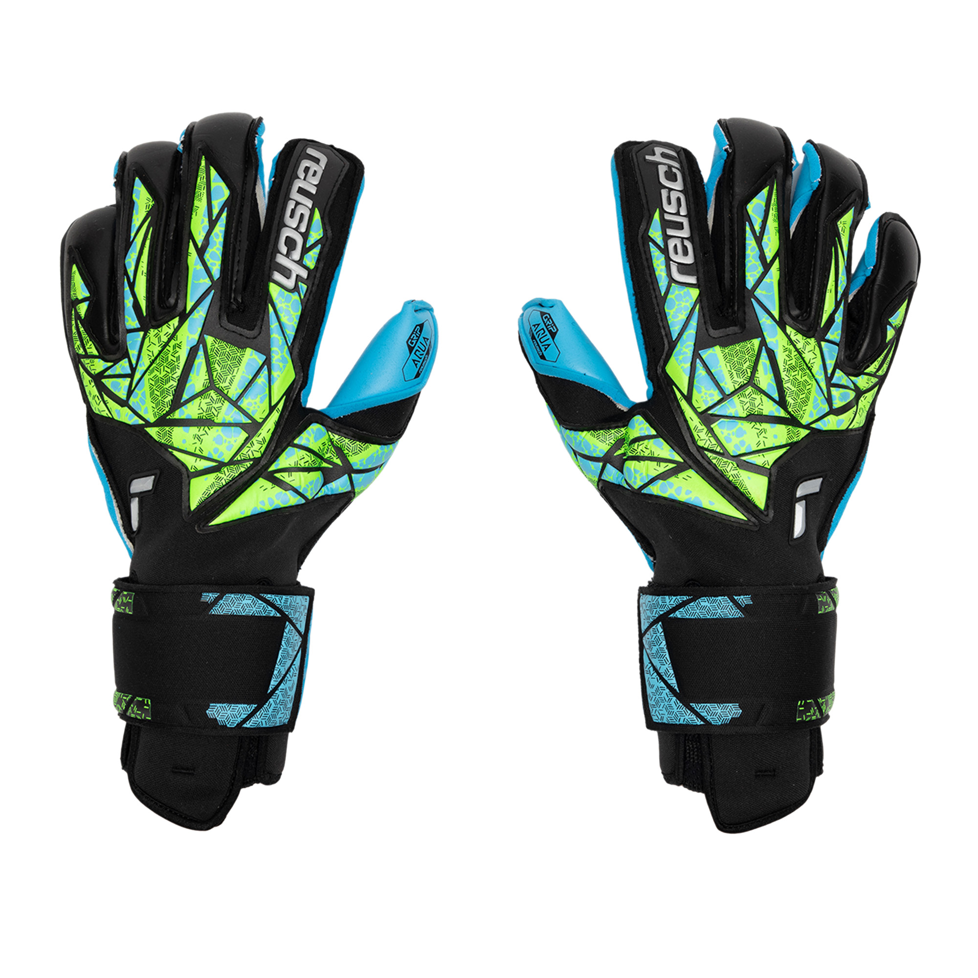 Rękawice bramkarskie Reusch Attrakt Aqua Evolution black/fluo lime/aqua 8