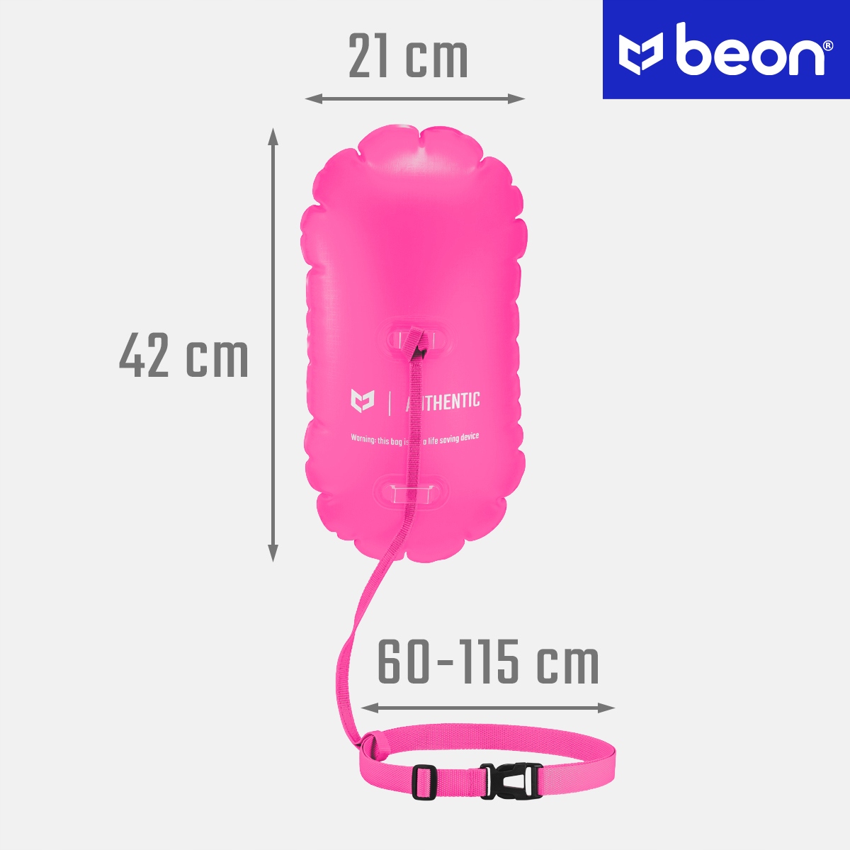 BOJKA DO PŁYWANIA BOJA ASEKURACYJNA TRIATHLONOWA DMUCHANA DO PŁYWANIA BEON Długość 42 cm