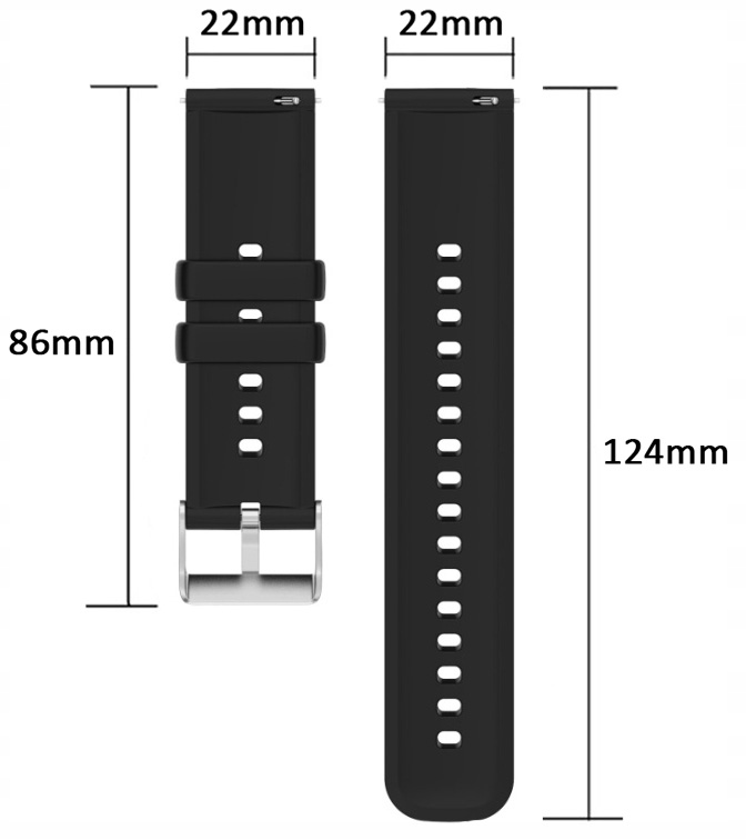 OPASKA PASEK 22mm UNIWERSALNY do ZEGARKA SMARTWATCH SAMSUNG HUAWEI XIAOMI Kolor czarny