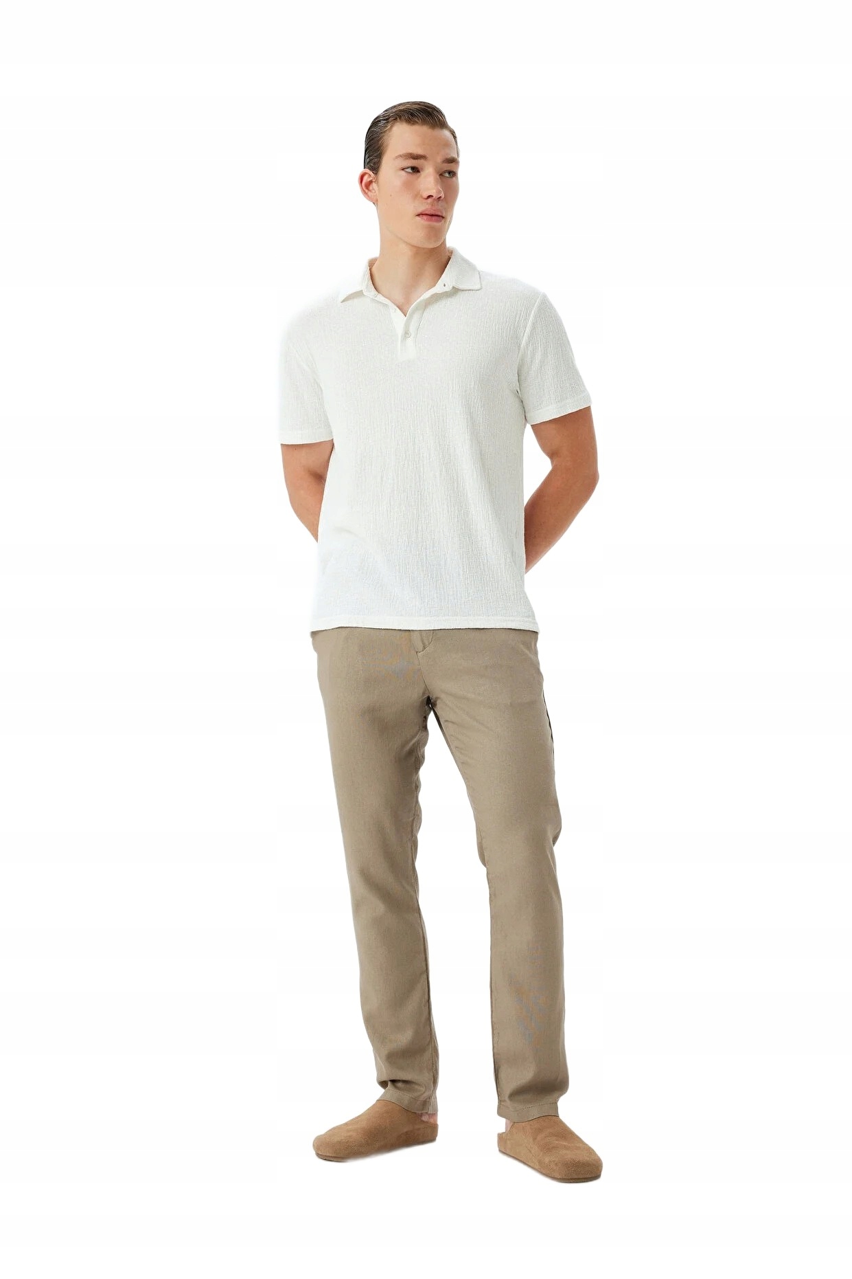 Koton Pánské Kalhoty Casual Jednoduché Béžové Len Viskóza 48 5DA