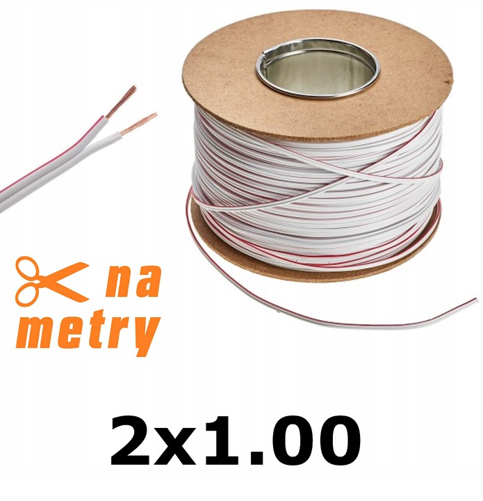PRZEWÓD KABEL do LED 2 żyłowy 1mb 2x1,00 BIAŁY