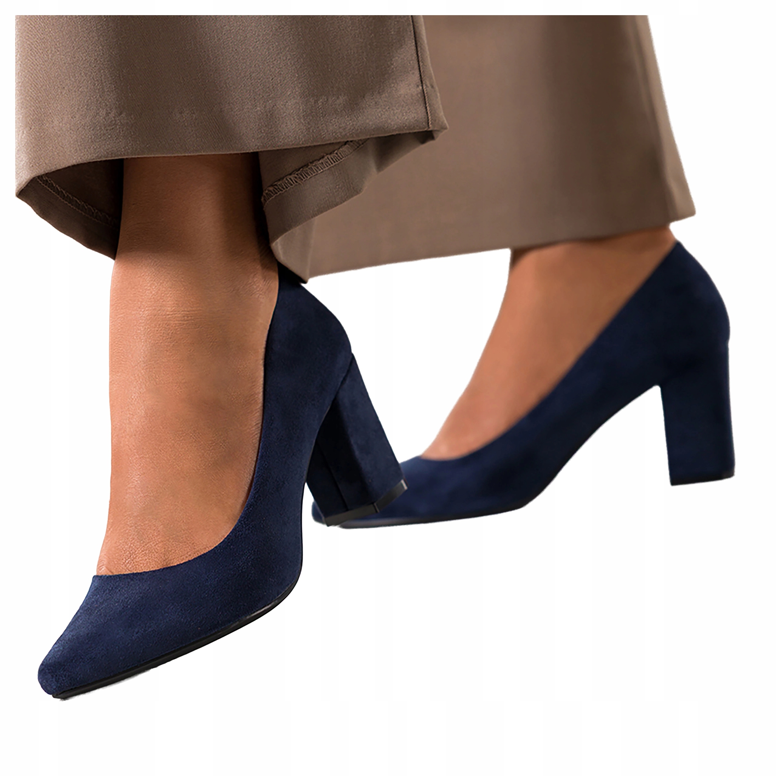 Dámské tmavě modré lodičky Na Podpatku Semišová kožená vložka Modne r 39