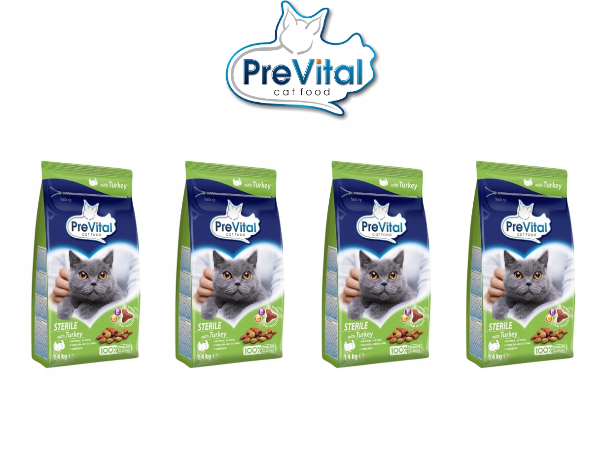 Levně 4x Prevital Sterile krůta 1.4 kg suché krmivo pro kočky