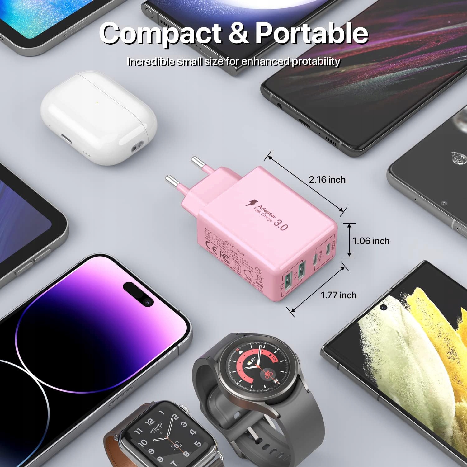 sccvee Ładowarka USB C 40W 4 Porty Szybkie Ładowanie iPhone Android — miniatura 6