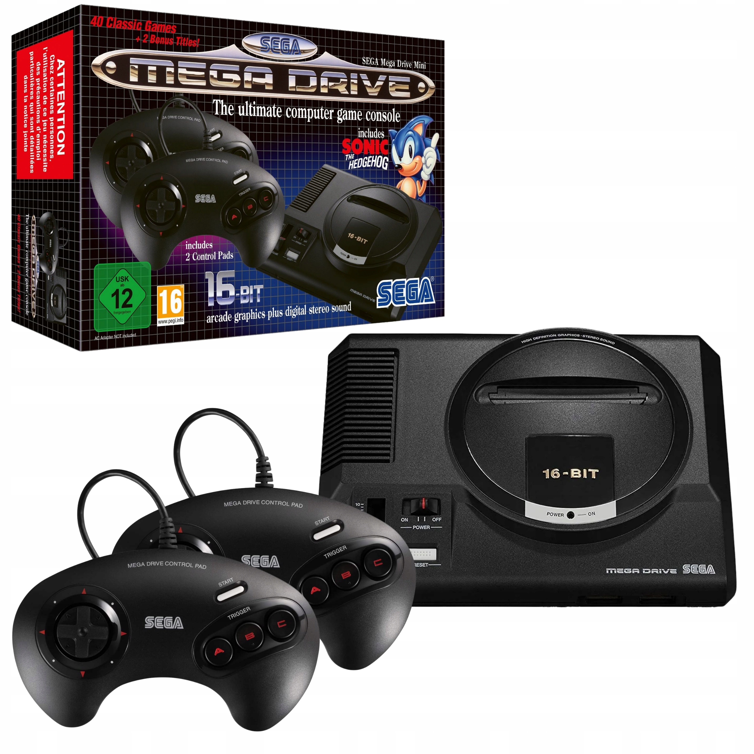 Konsola Sega Drive Mini 16 Bit 2 Pady 42 Gry Sonic Castlevania
