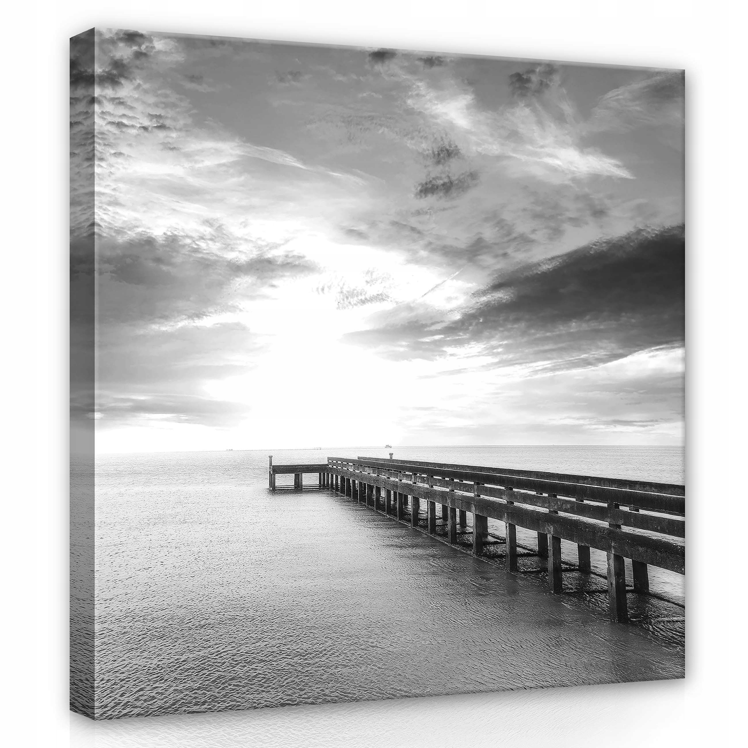 Obraz 80x80 Molo moře oceán nebe mraky západ slunce klid osamělost