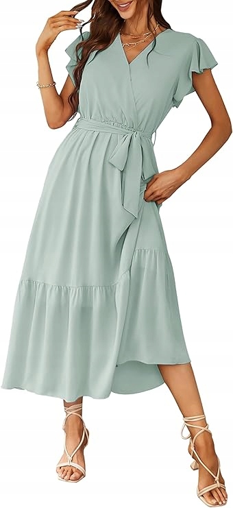 Letní Šaty Maxi vel. L Zelená Dlouhá vzdušná Šaty