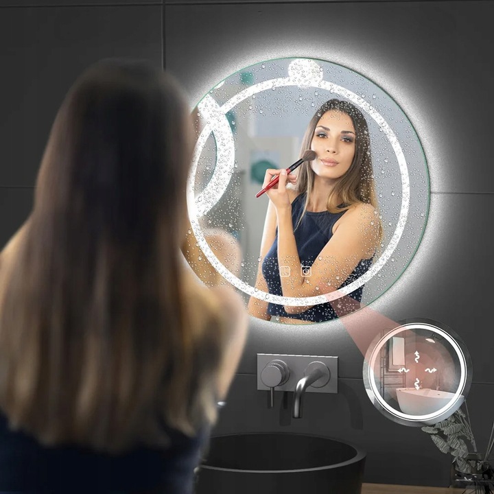 Lustro wiszące BAS LED 80 cm duże podświetlane okrągłe Informacje dodatkowe antypara oświetlenie