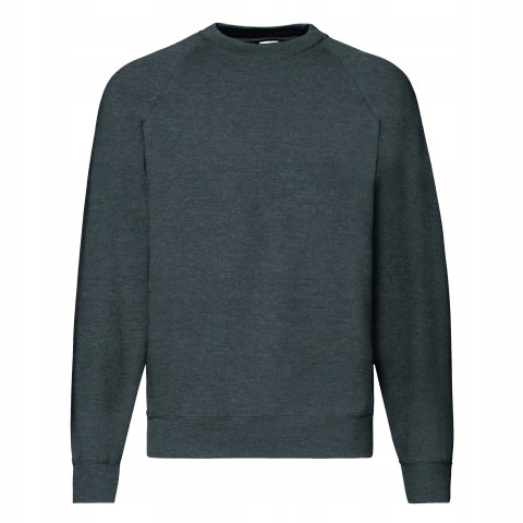 Pánská mikina Raglan Sweat Fruit of the Loom Dark Heather Grey XXL