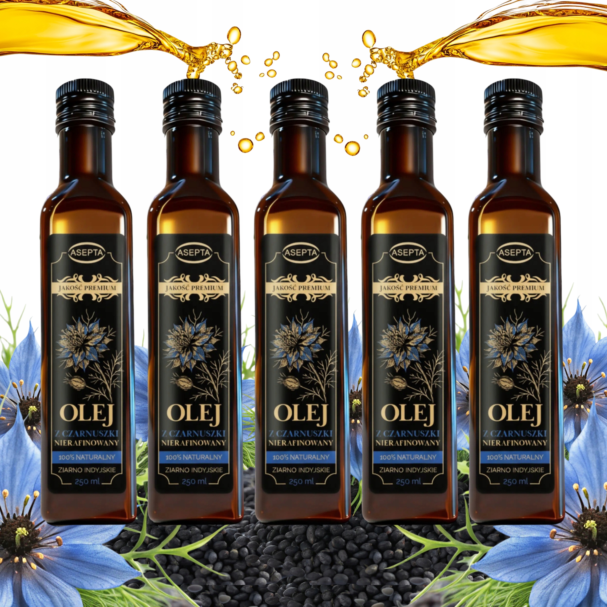 Olej z Czarnuszki Nierafinowany Tłoczony na Zimno z Nasion Nigella 250 ml