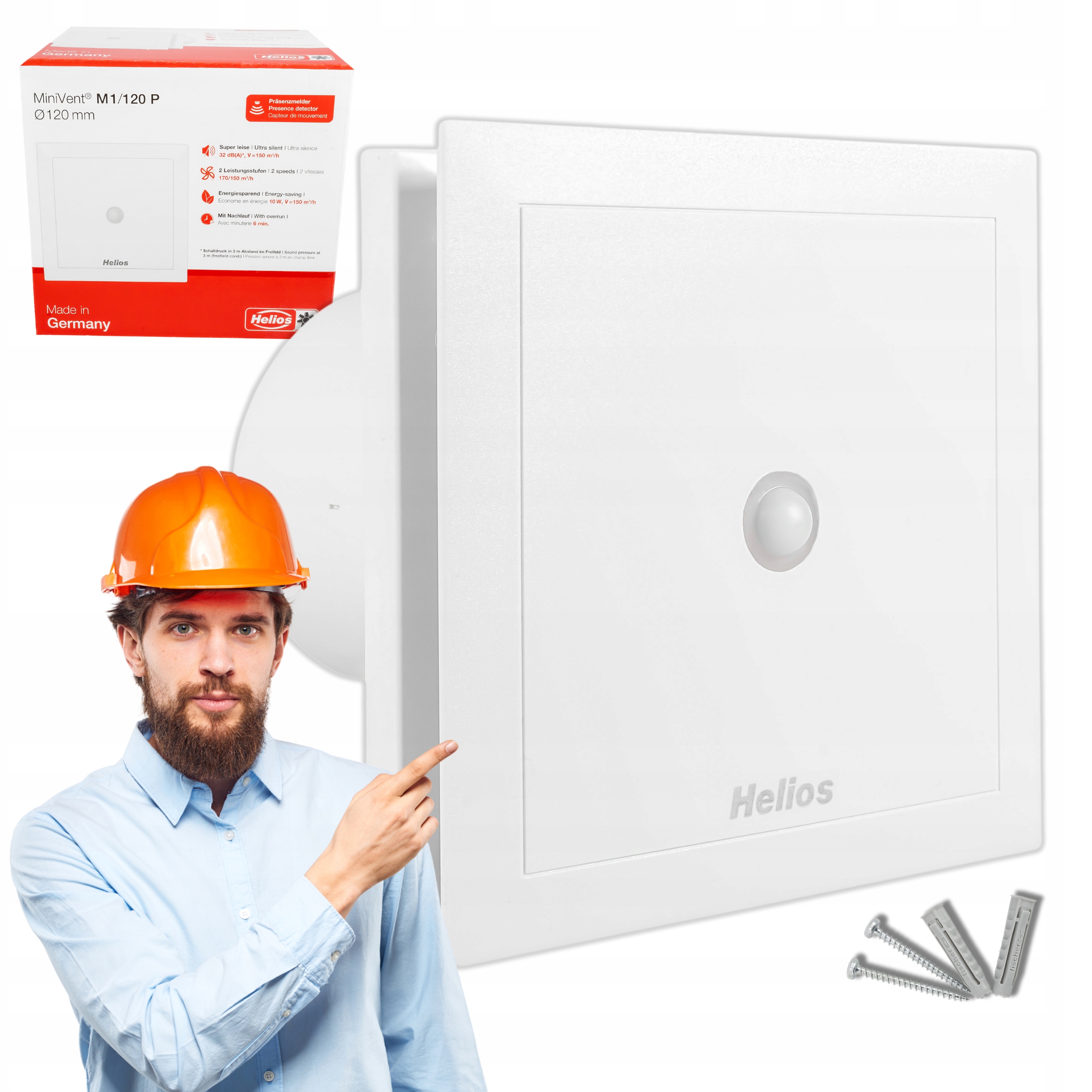 Kúpeľňový ventilátor Helios Minivent M1/120P Pohyb