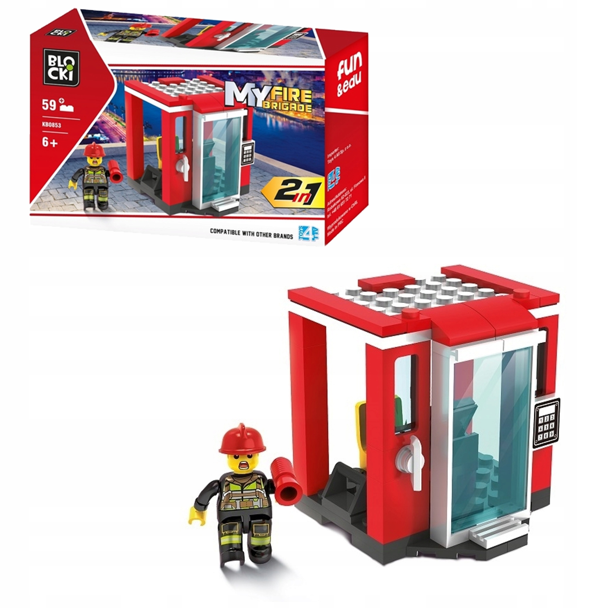 

Klocki Blocki Myfirebrigade 2W1 Remiza Baza 59 El.