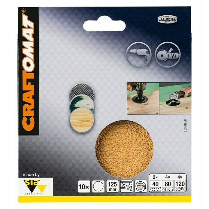 

Craftomat Krążek papier na rzep 125mm P40/80/120
