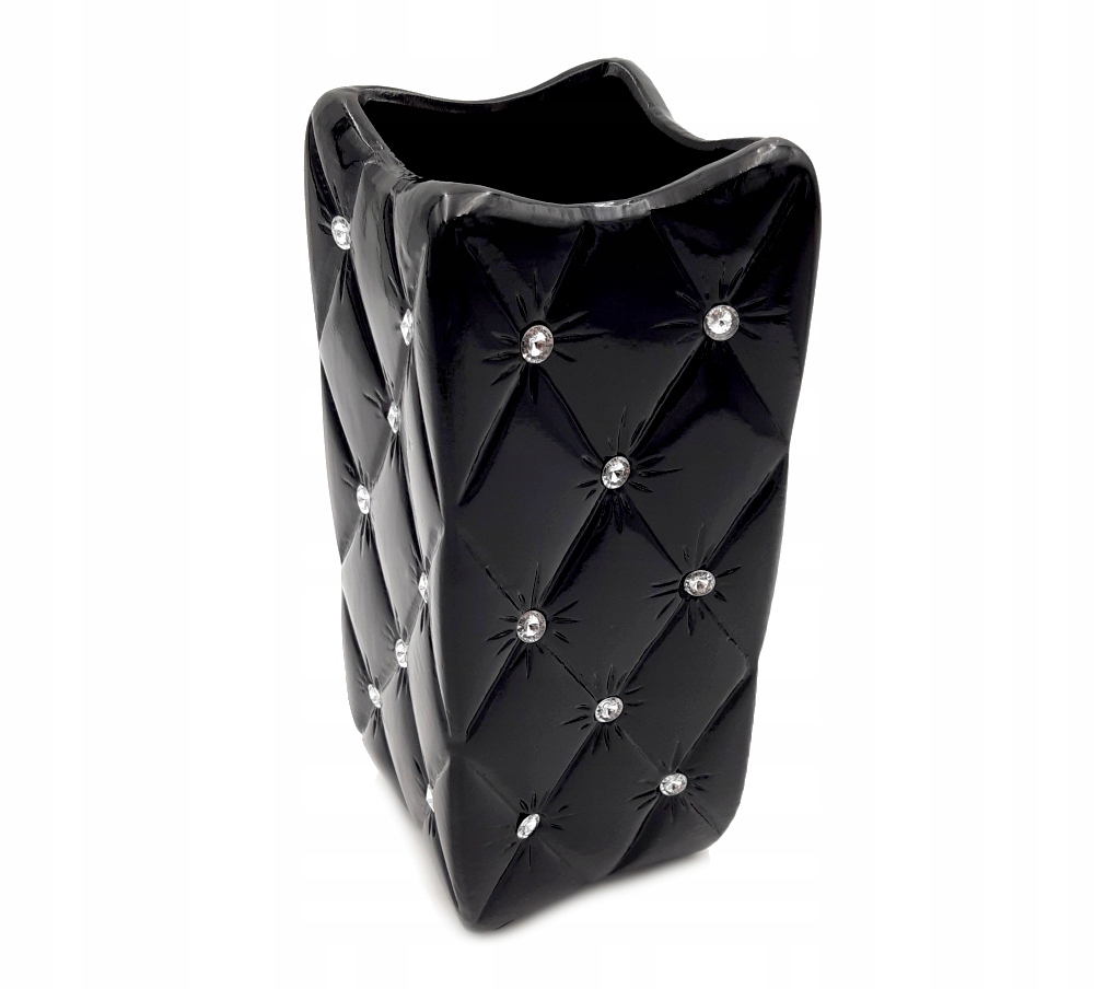 

Czarny wazon glamour kryształki cyrkonie na kwiaty