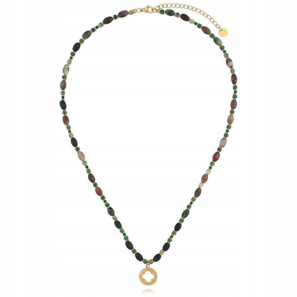 Dámský zelený náhrdelník By Dziubeka čtyřlístek 50 cm