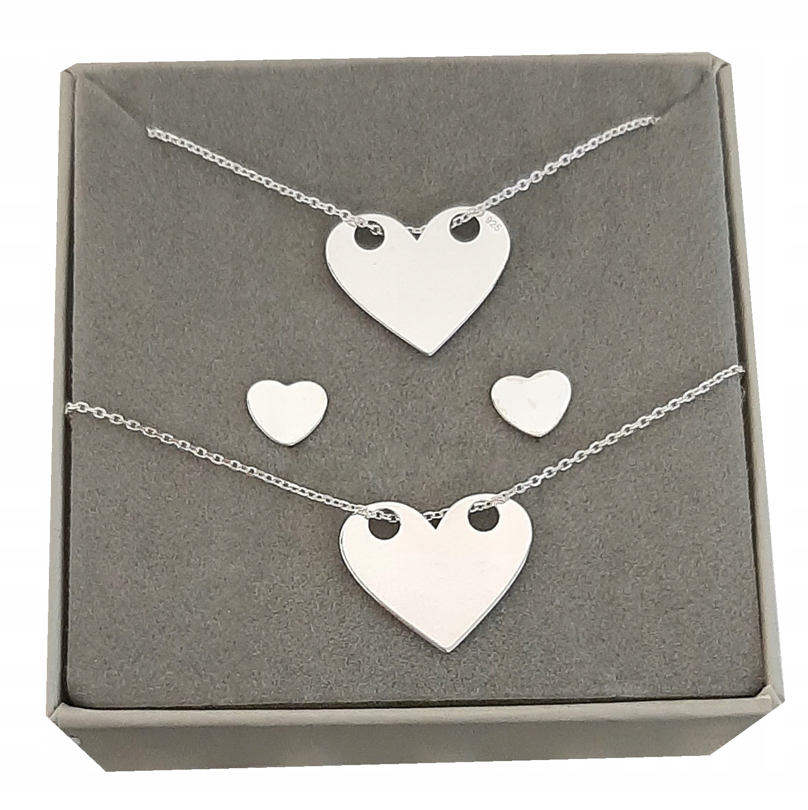 Sada stříbrných šperků se srdíčkem Gravírování