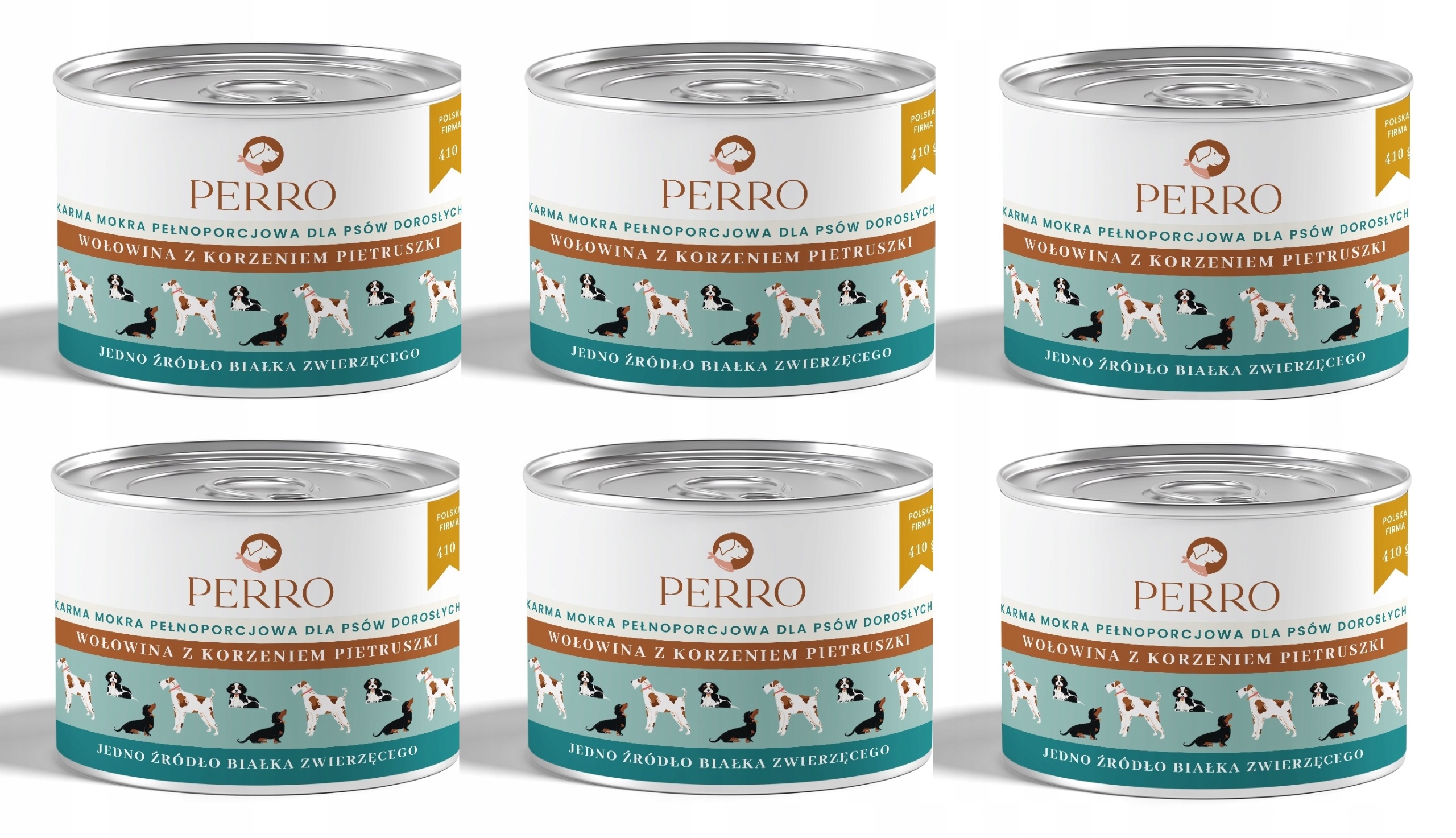 Perro Monoproteinové Krmivo Vlhké hovězí maso s petrželkou 6x410 g pro psa