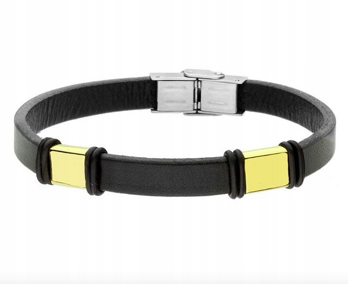 Náramek z přírodní kůže a ušlechtilé oceli