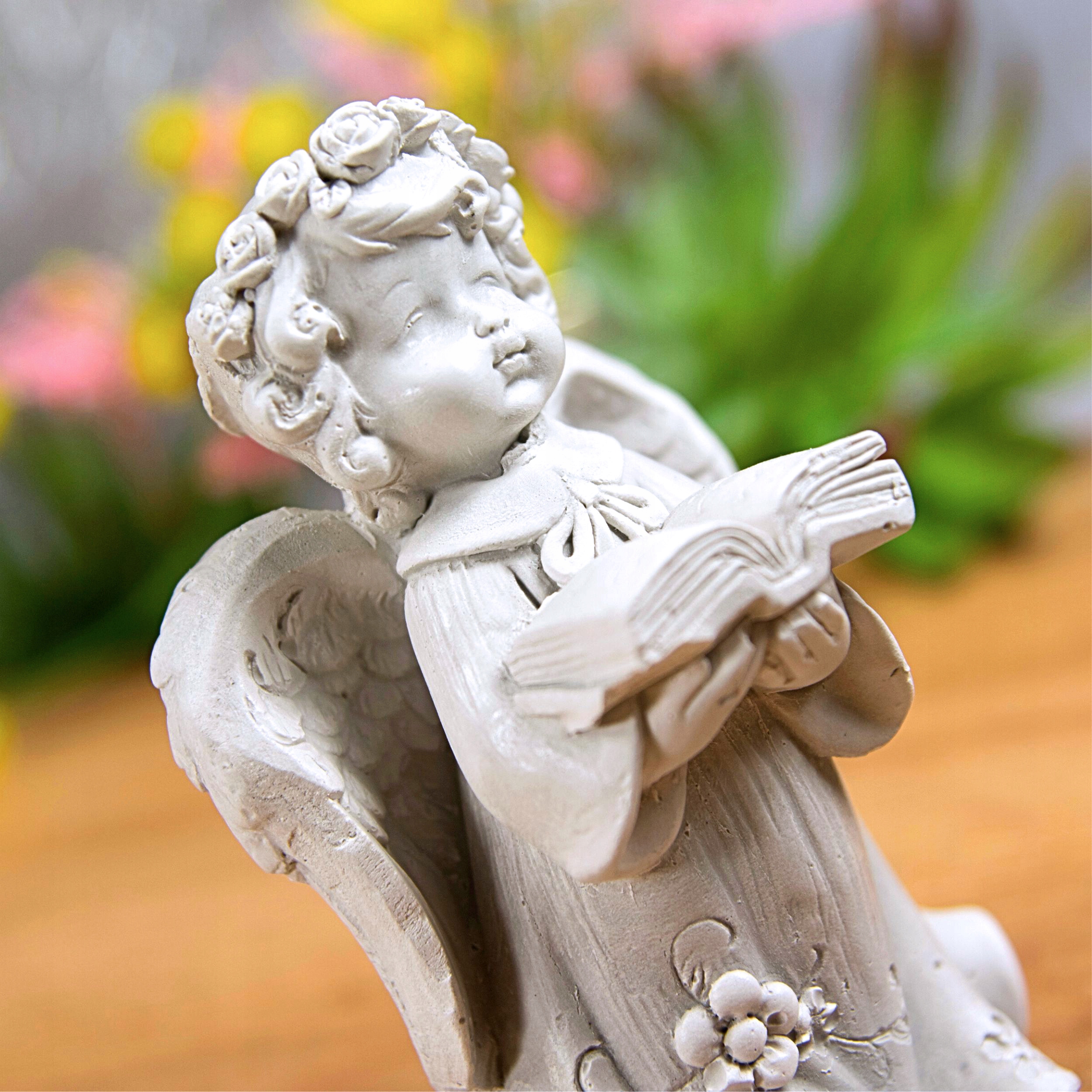 ANIOŁEK Z KSIĄŻKĄ figurka gipsowa KOMUNIA dekoracja UPOMINEK prezent szary Stan opakowania oryginalne