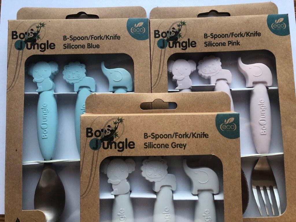 Bo Jungle Zestaw sztućców dla dzieci silkon/Inox Marka BO Jungle