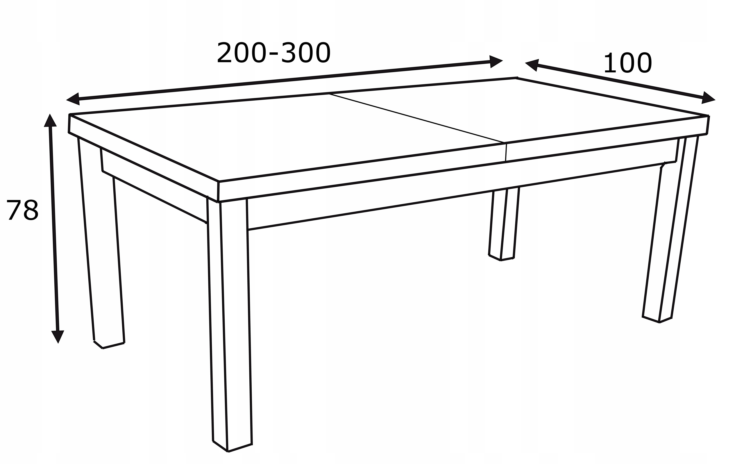 Stół duży solidny rozkładany 100x200-300 Dąb Craft Kolor mebla czarny