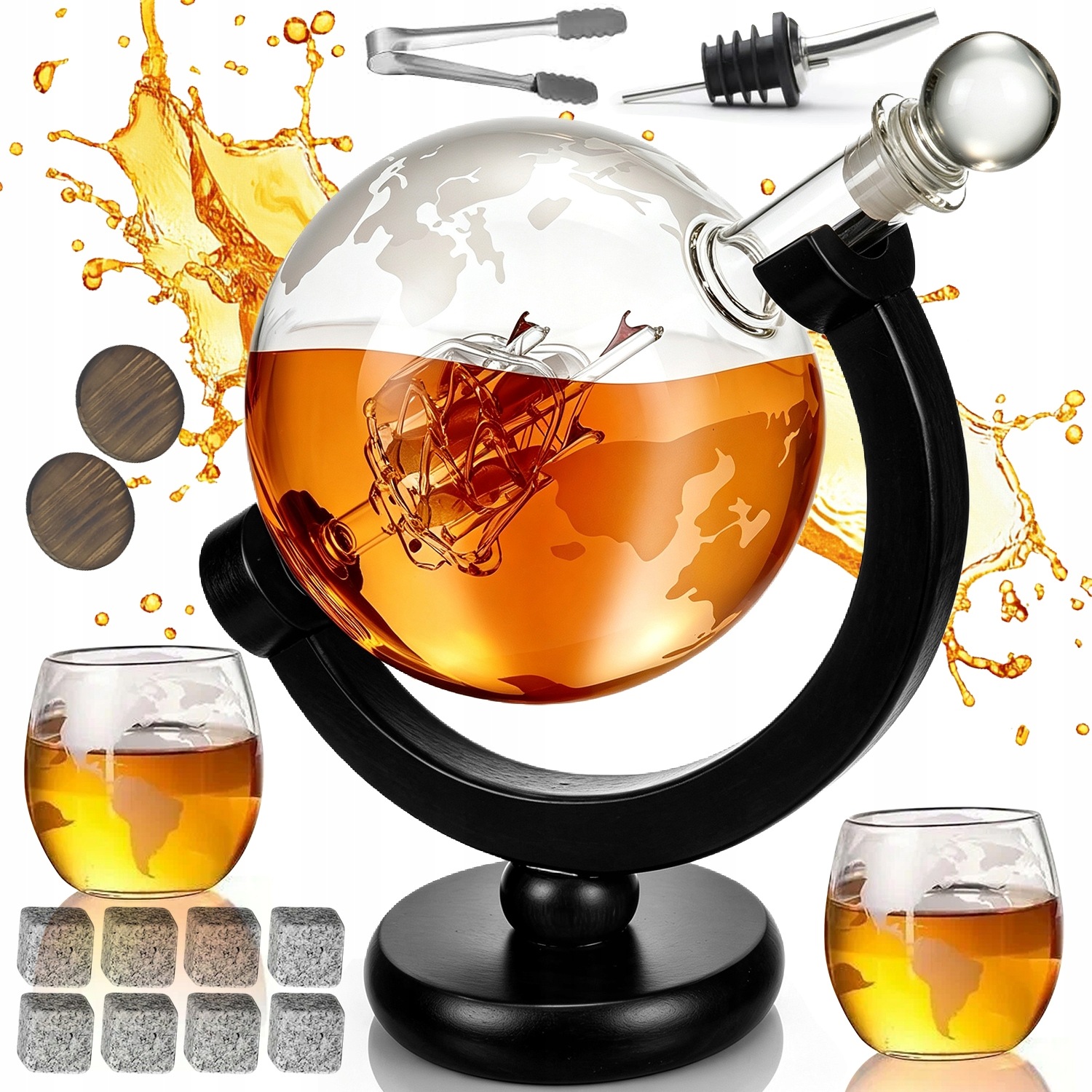 Karafa A Sklenice Globus Sada Na Whisky Drinky 900 ML 2 Sklenice Dárek
