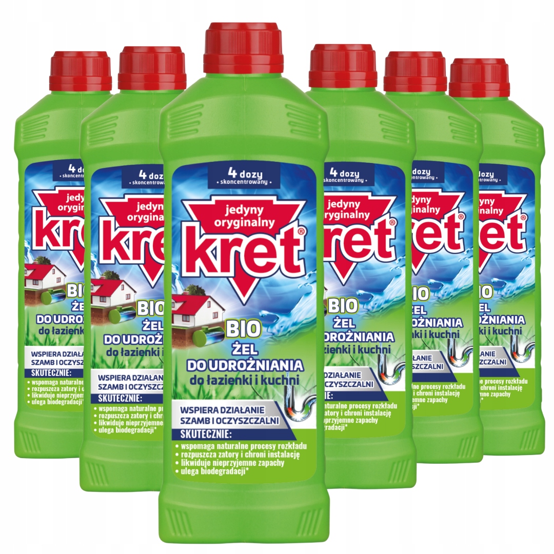 Levně Kret Bio čistící gel na trubky Kuchyně 500g x6