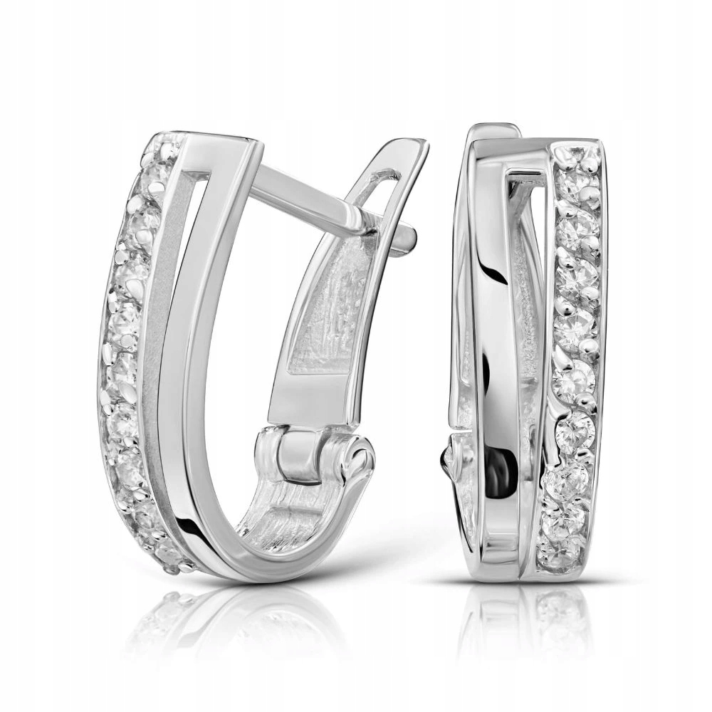 Stříbrné Náušnice Se Zirkony 925 Ručně Kované Na Anglickém Zapínání