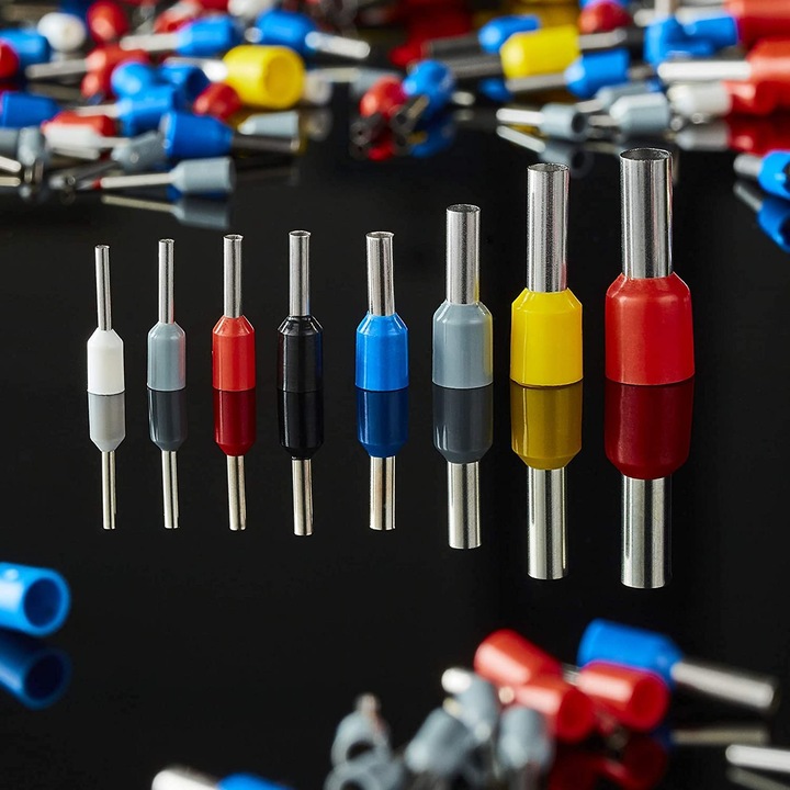 DUŻY ZESTAW ZACISKARKA DO TULEJEK PRASKA DO KABLI KOŃCÓWEK + 1800 KOŃCÓWEK Kod producenta 870686