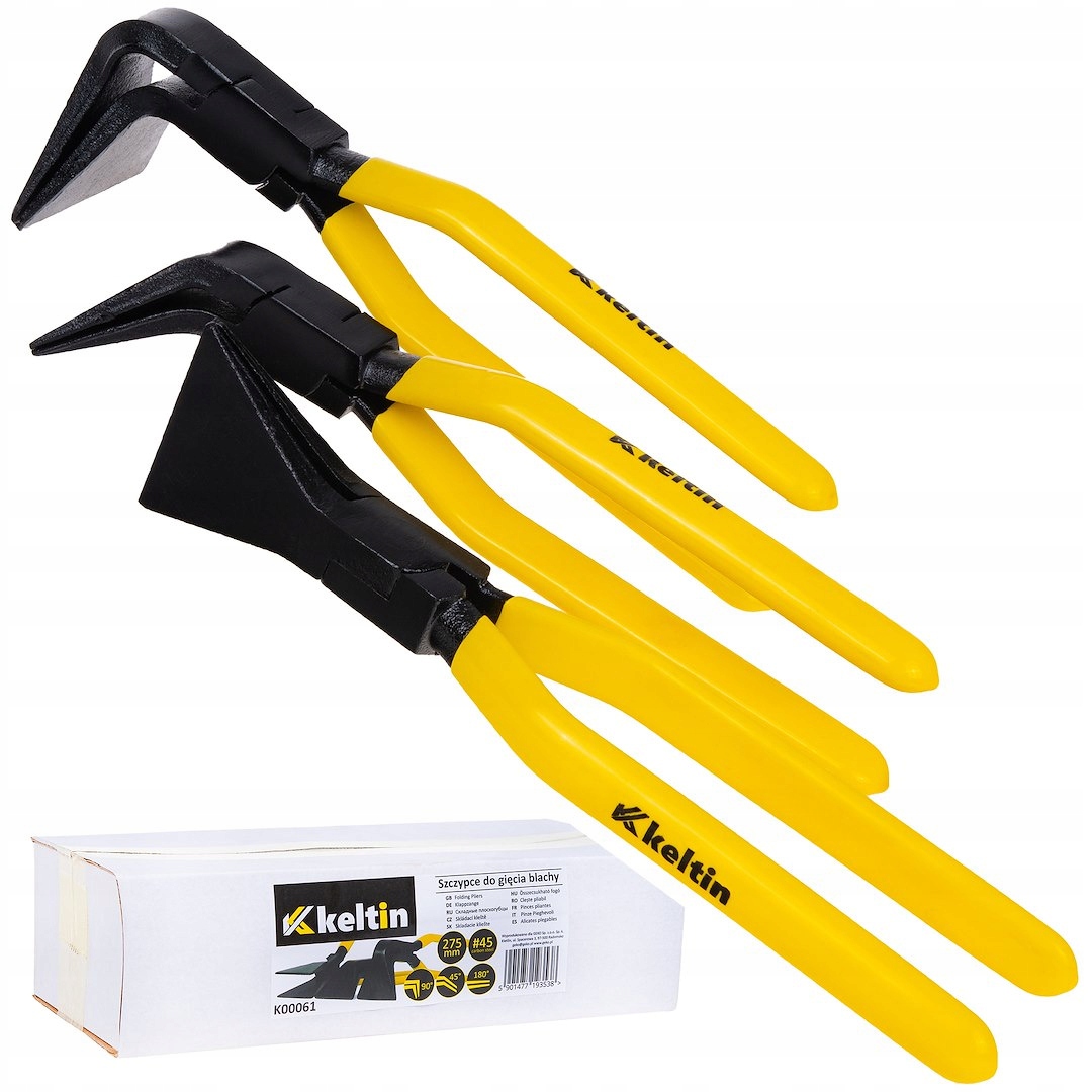 Sada pokrývačských kleští na ohýbání plechu, sada 3ks 180°, 90° a 45°