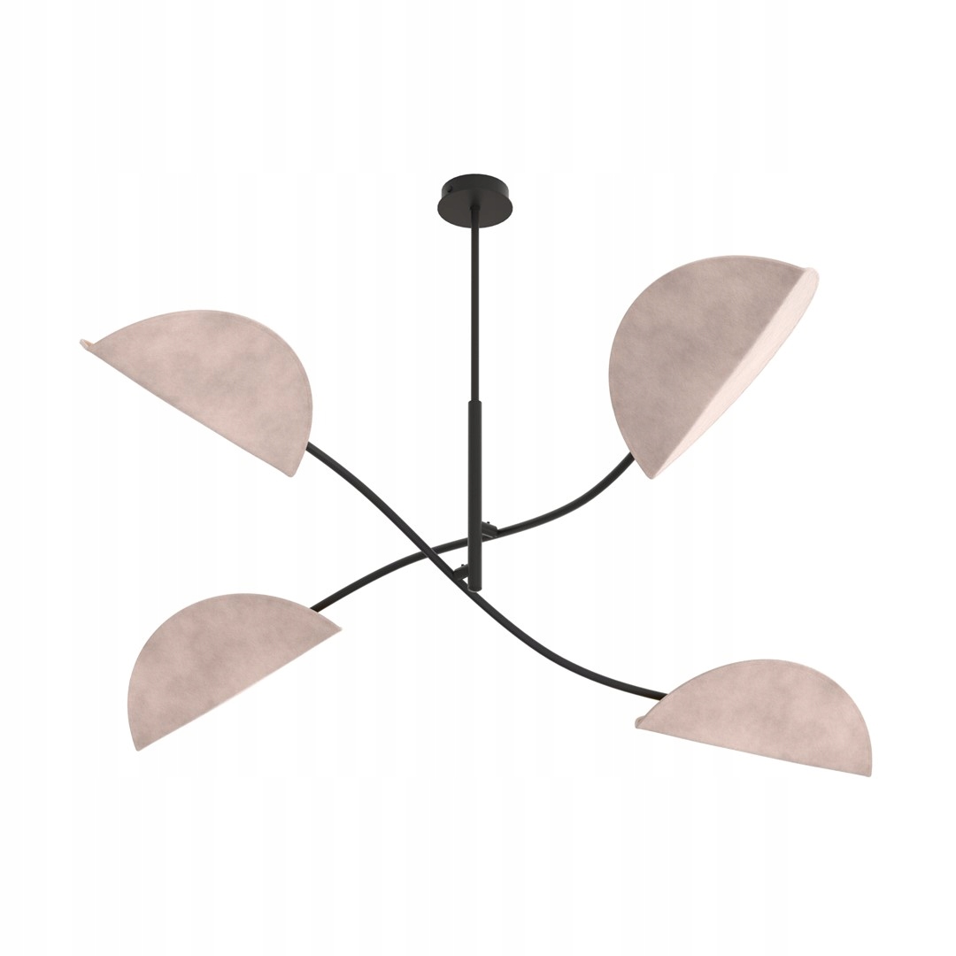 Stropná lampa Lotus 4 Bl, tienidlá, listy, čierna, etno štýl