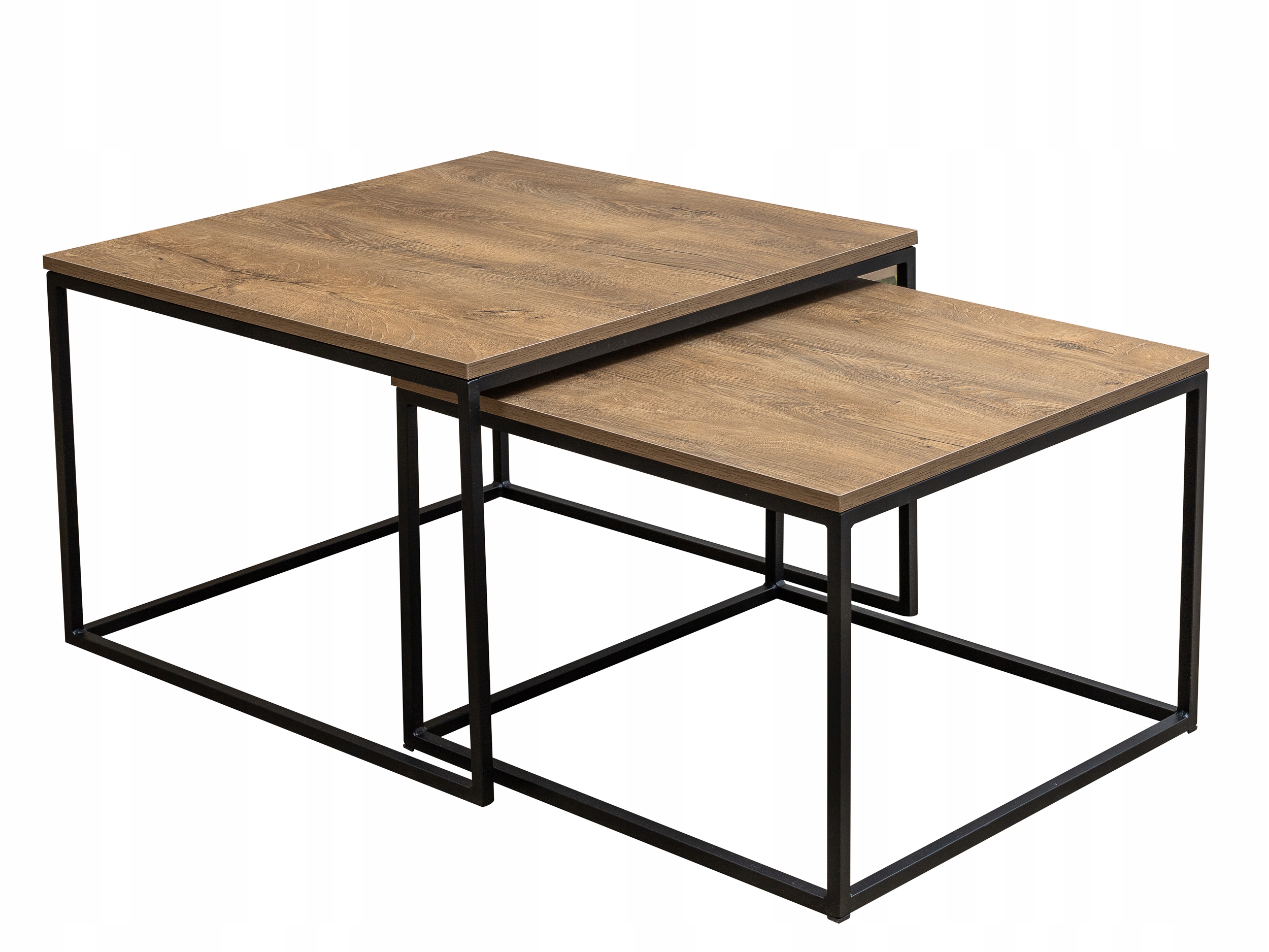 Kávový Stolek Set 2V1 Loft 70x70 60x60 Dub