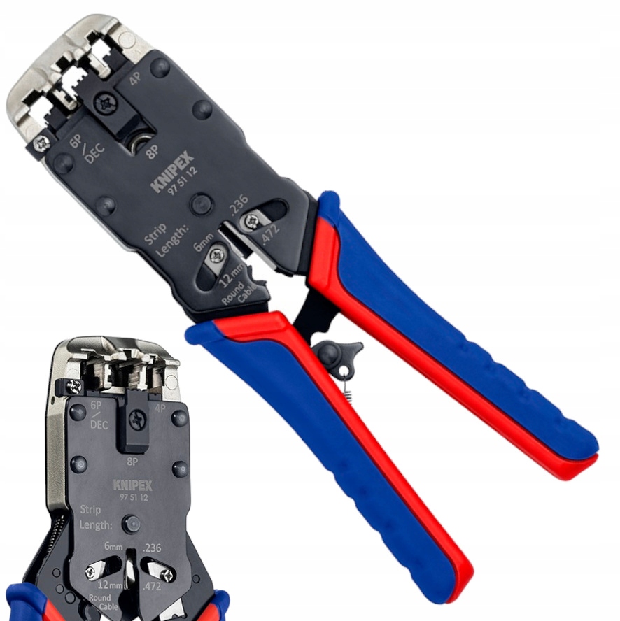 Zaciskarka Czołowa Szczypce do Wtyków RJ45 RJ12 RJ10 RJ11 KNIPEX 97 51 12
