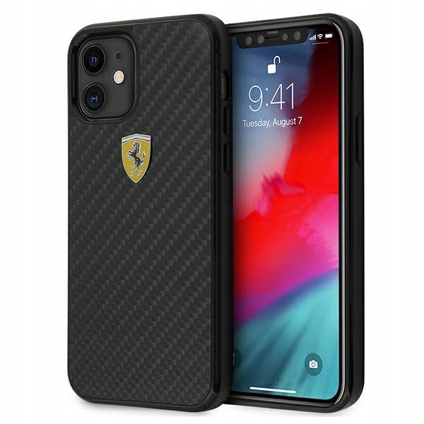 Etui Ferrari On Track Real Carbon na iPhone 12 mini czarne Ferrari