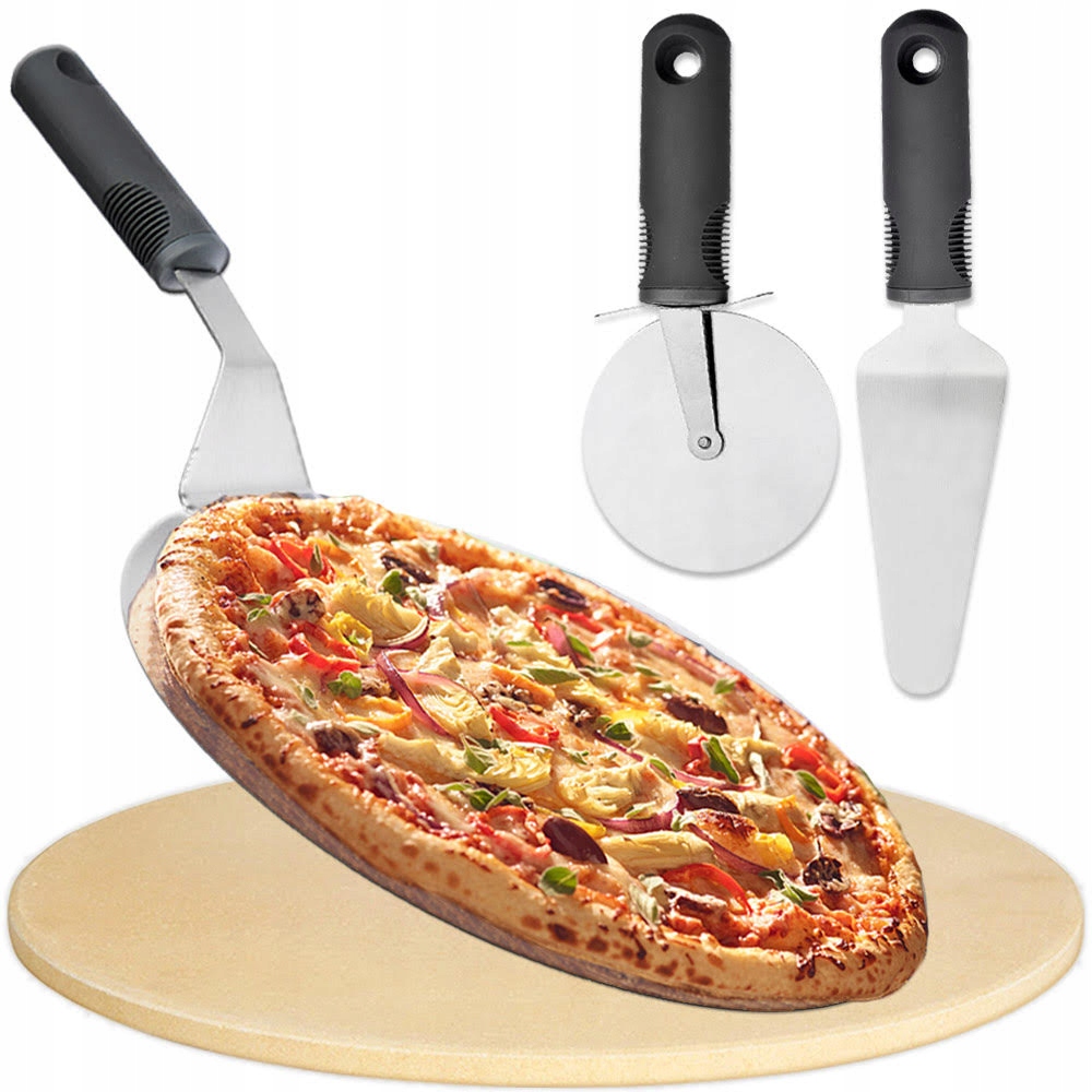 

Zestaw Do Pizzy Kamień Taca Łopatka Radełko 4 El.