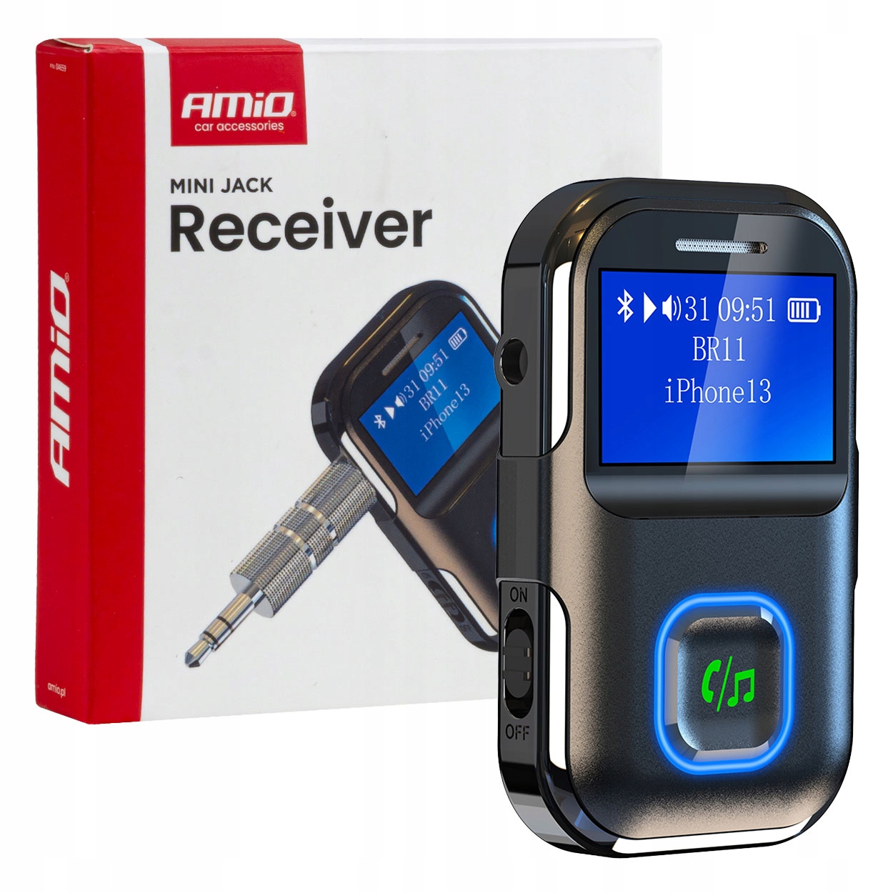 04659/AMI Odbiornik Bluetooth Na Mini Jack LCD Amio