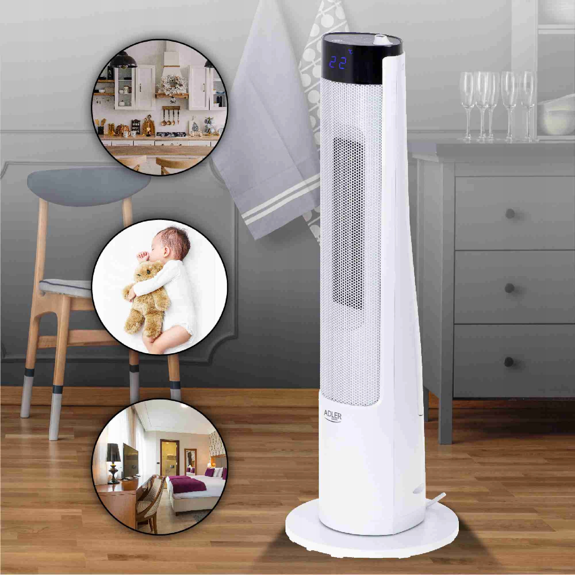 Grzejnik Kolumnowy LCD z Nawilżaczem 75cm 2200W AD7730 Adler