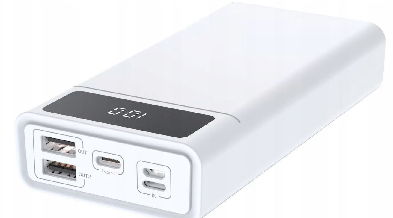 Power Bank 40000mAh 2xUSB USB-C biały szybki PD QC Liczba urządzeń ładowanych jednocześnie 3