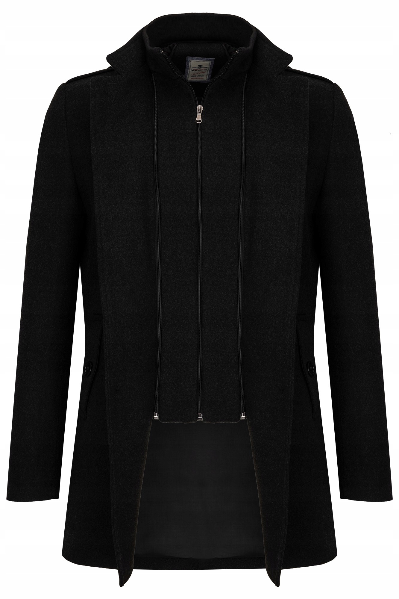 PŁASZCZ MĘSKI CZARNY ELEGANCKI OCIEPLANY PAGONY WAŁNA WIOSENNY CASUAL: 4XL Marka inna