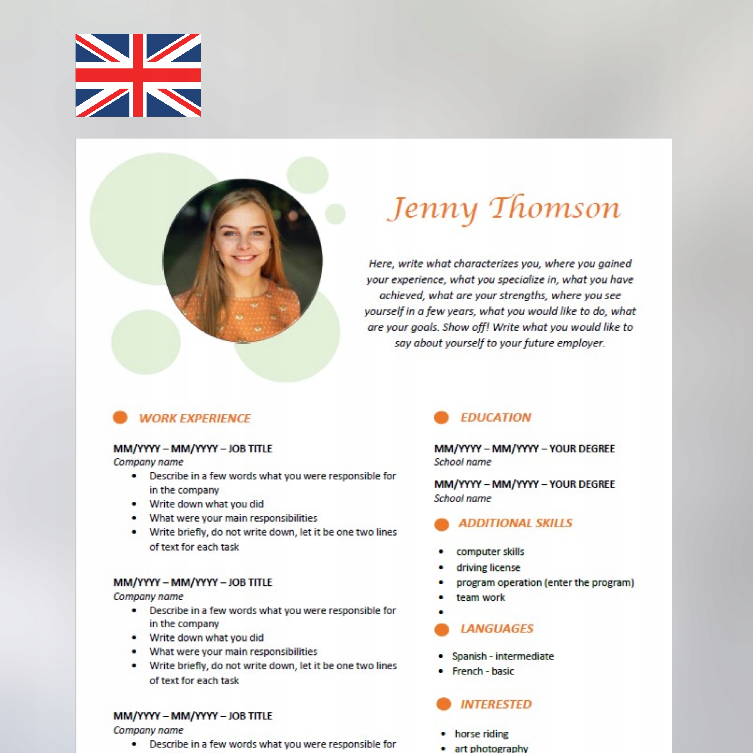 Edytowalny Szablon CV w MS Word ENG 2/22/CV