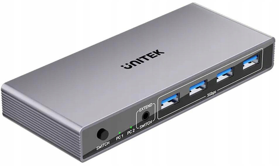 Unitek Kvm 8K@60Hz Usb 3.0 Dp Přepínač 2 Počítače 4 Porty Usb 5Gbps