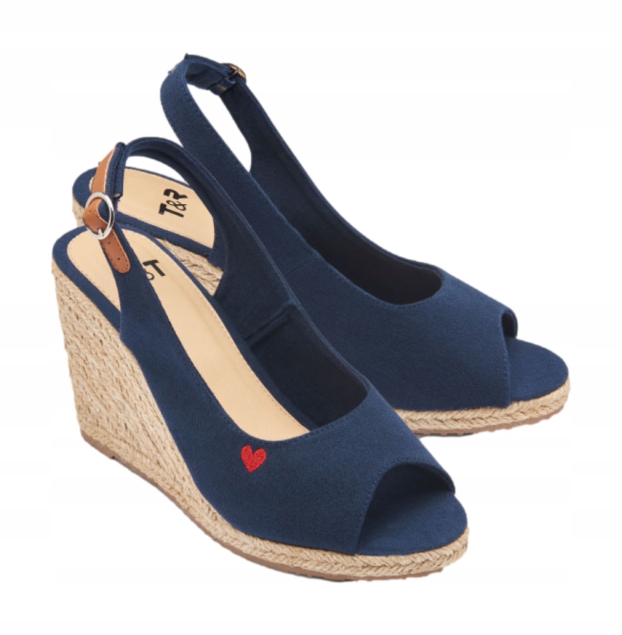 BUTY SANDAŁY DAMSKIE koturn GRANAT SERCE *39