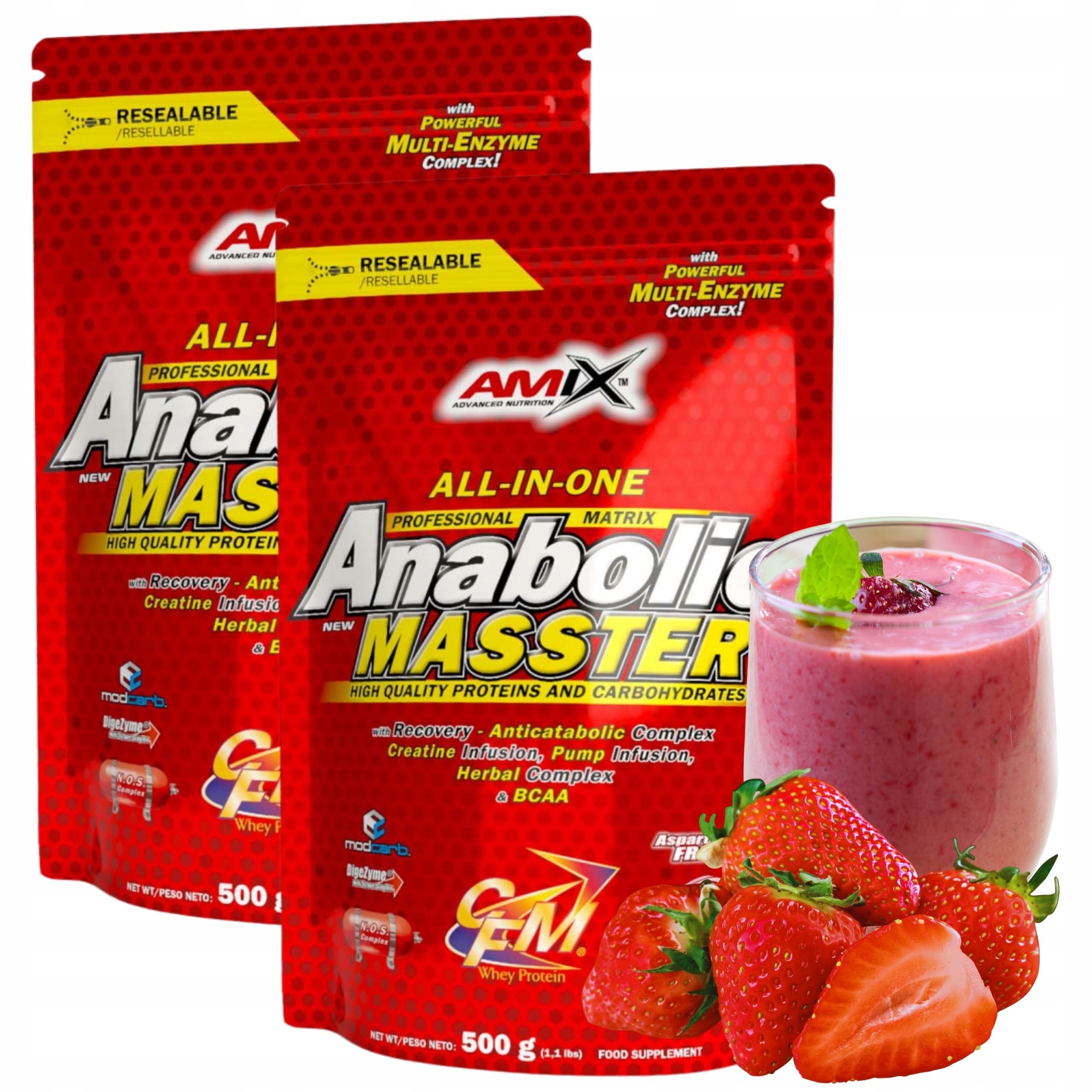 Mass Gainer Doplněk Stravy Masa Síla Kreatin Bílkoviny Sacharidy Elektrolyty 500 g