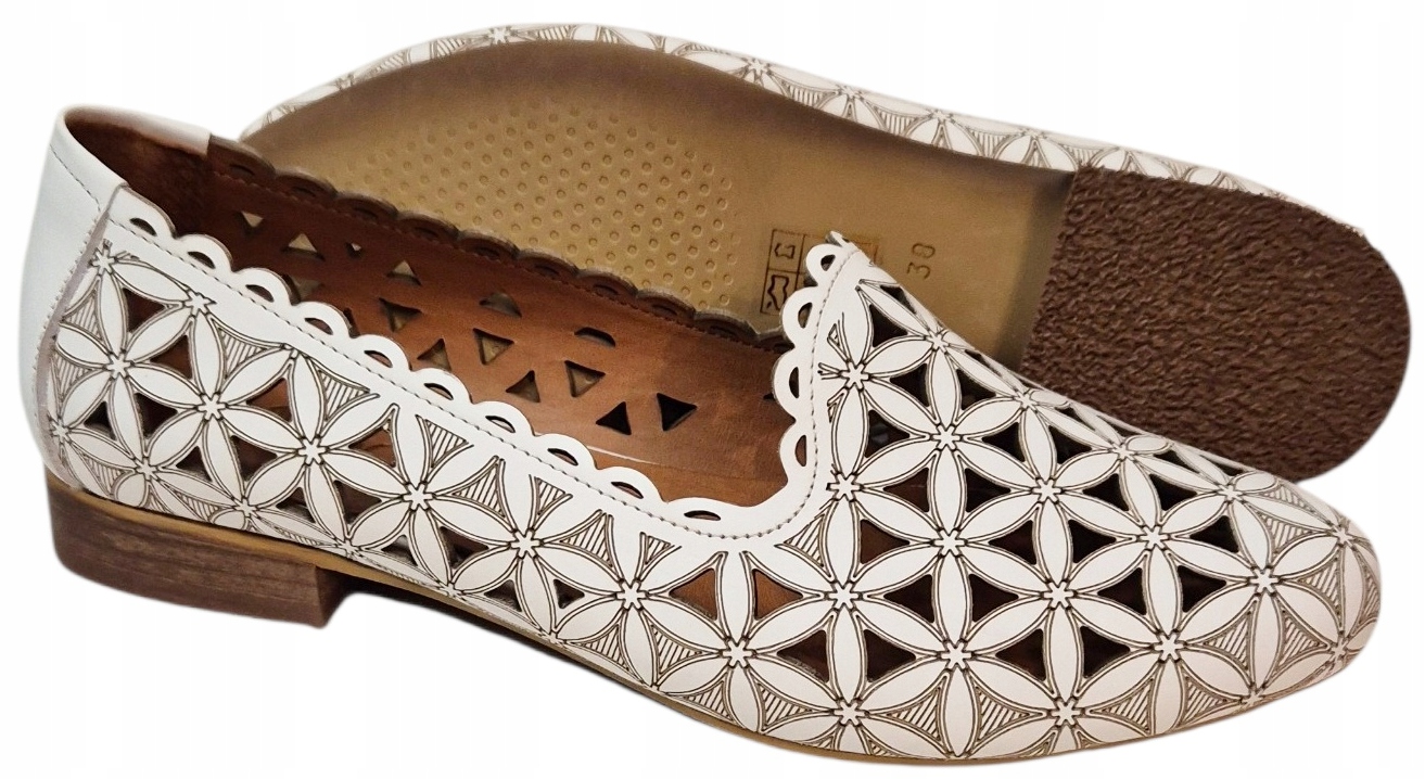 Modo 944 707 Ažurové bílé baleríny z přírodní kůže vel 40