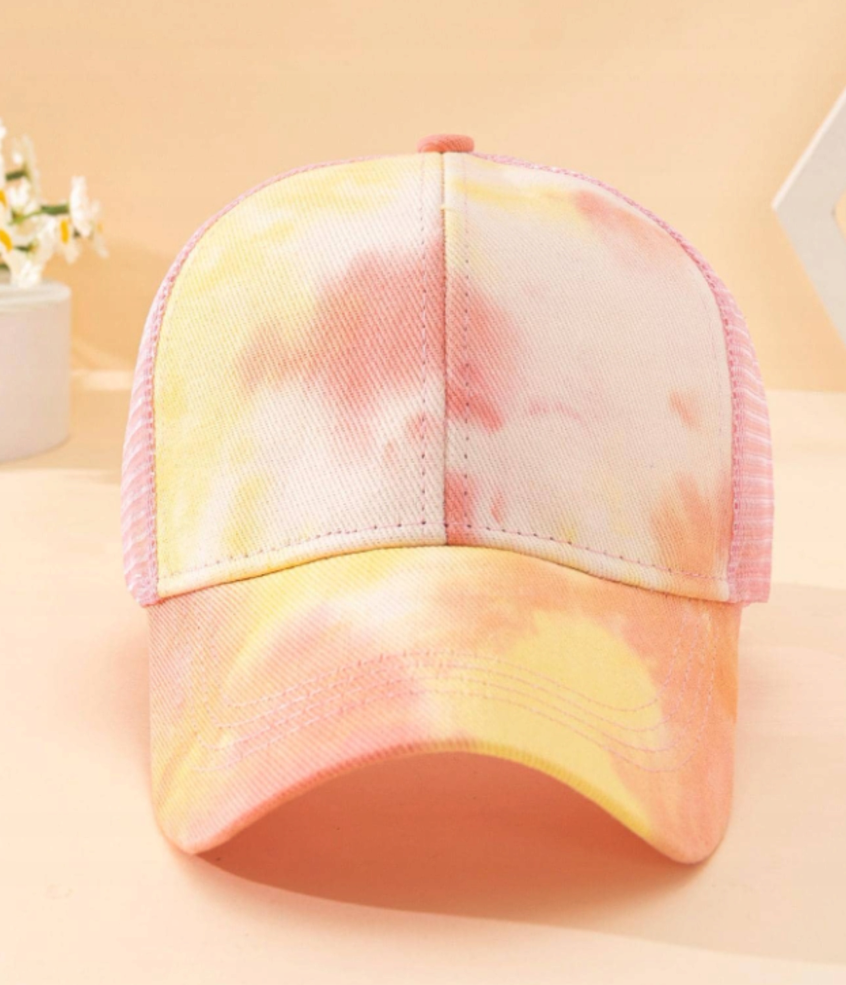 CZAPKA DAMSKA Z DASZKIEM NA KUCYK PRZECIWSŁONECZNA SIATKA PONYTAIL Kolor różowy