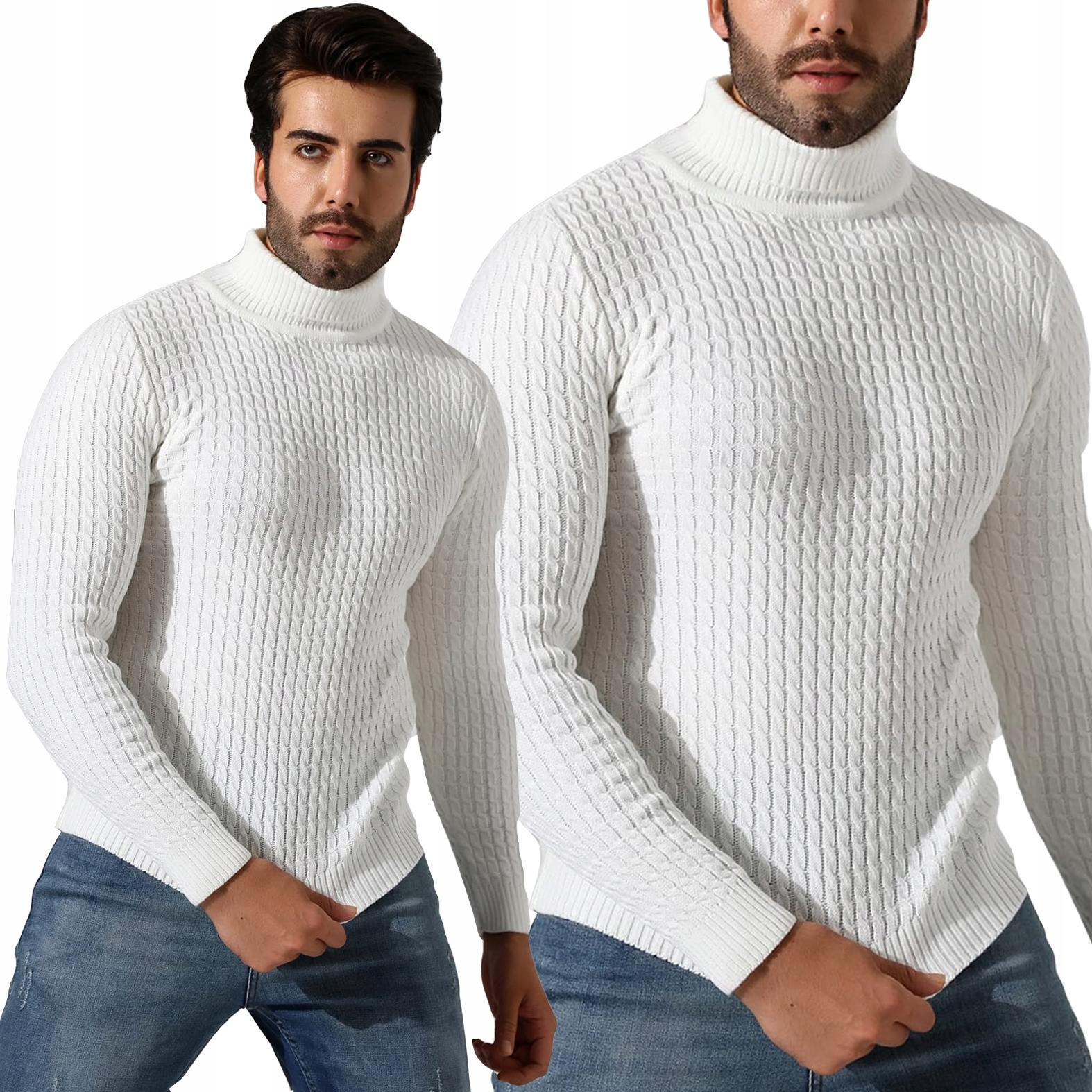 Pánský Svetr Mikina Rolák Silný Teplý Vlna